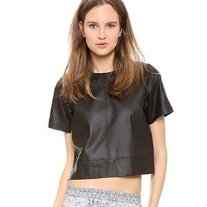 T by Alexander Wang Leather Crop Tee